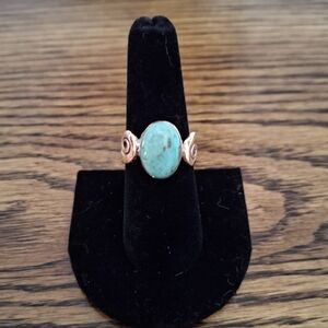 Ring Copper Turquoise Natural Stone Size 7